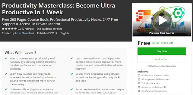 [100% Off] Productivity Masterclass: Become Ultra Productive In 1 Week| Worth 160$