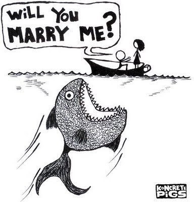 fish,marriage proposal,people,boat,cartoon