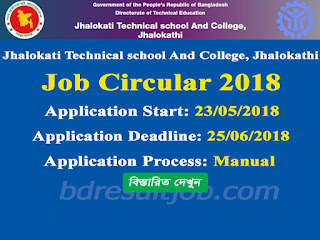 Jhalokati Technical school And College, Jhalokathi Job Circular 2018