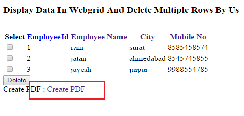 Create Pdf in mvc