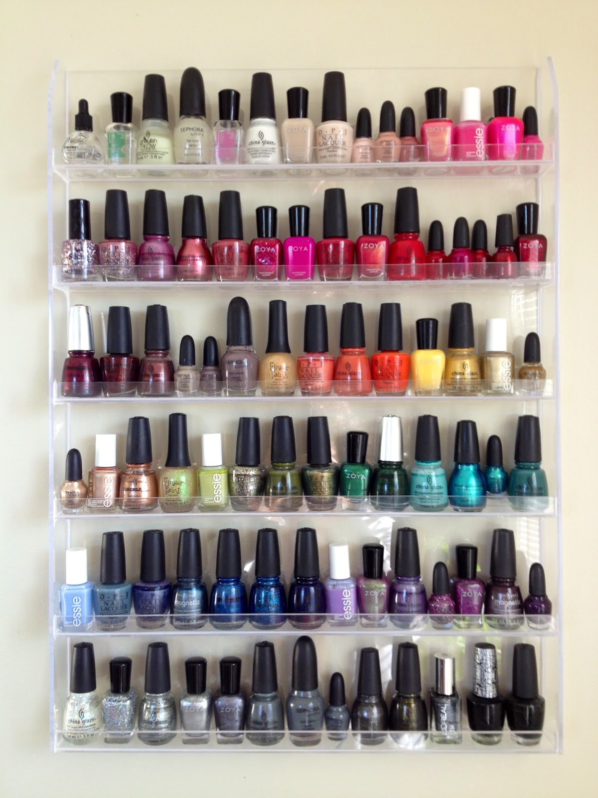 Acrylic 72 Bottle Nail Polish Wall Display Rack