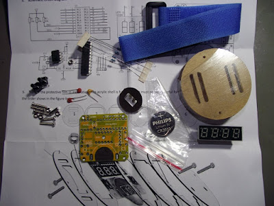 Componentes do kit de relógio de pulso digital