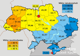 На фото: карта с результатами голосования 2004 года