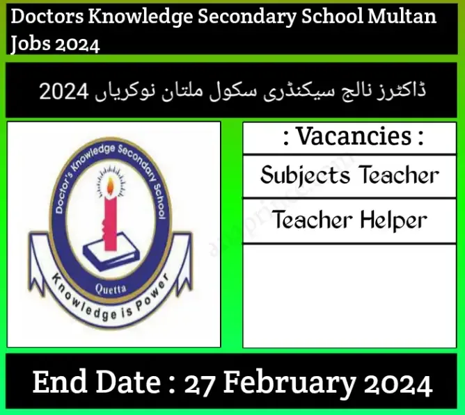 Doctors Knowledge Secondary School Multan Jobs 2024