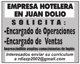 Empleo Empresa Hotelera en Juan Dolio tiene 2 Vacante, chequea!