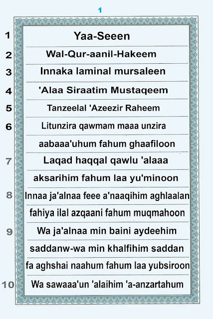 Surah Yaseen Transliteration Page 1