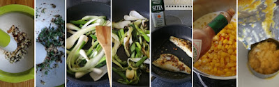 Zubereitung Jerk-Fisch mit Mais und Lauch