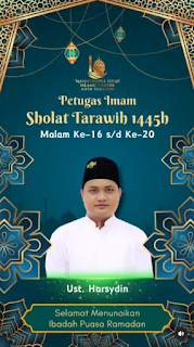 Ust. Harsydin - Petugas Imam Sholat Tarawih Malam ke 16 s.d ke 20 Masjid Baitul Izzah Tarakan