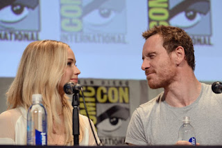 Jennifer Lawrence with Michael fassbender X-Men: Apocalypse Cast