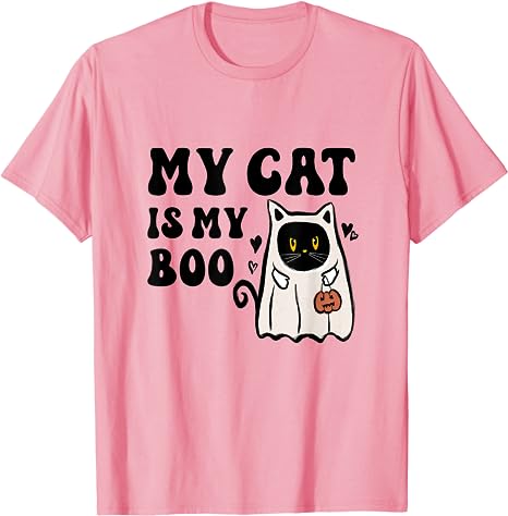 My Cat Is My Boo, Groovy Black Cat ,Funny Halloween T-Shirt