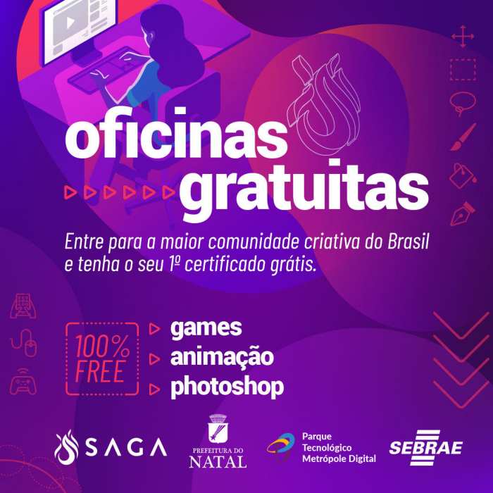 SAGA e Prefeitura do Natal fazem parceria para oferecer oficinas gratuitas  de games e arte digital