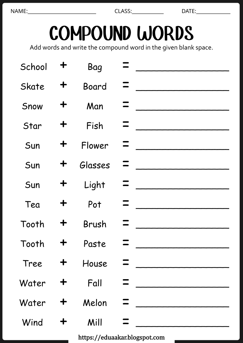 Compound Words Worksheets