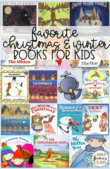 Favorite Christmas & winter books & activities with literacy printables, reading companion activities, lesson ideas and crafts for Kindergarten & First Grade