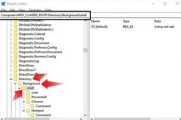 HKEY_CLASSES_ROOT\Directory\Background\shell