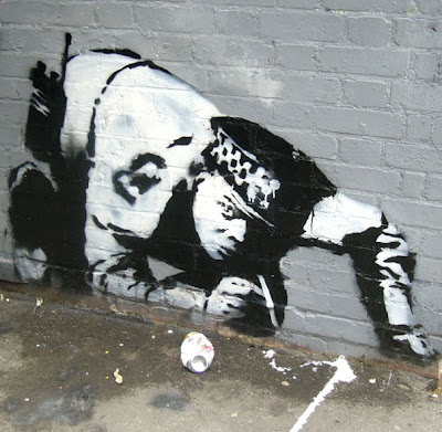 banksy graffiti street art cop snorting