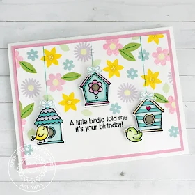 Sunny Studio Stamps: A Bird's Life and Friends & Family Floral Background Card by Amy Yang