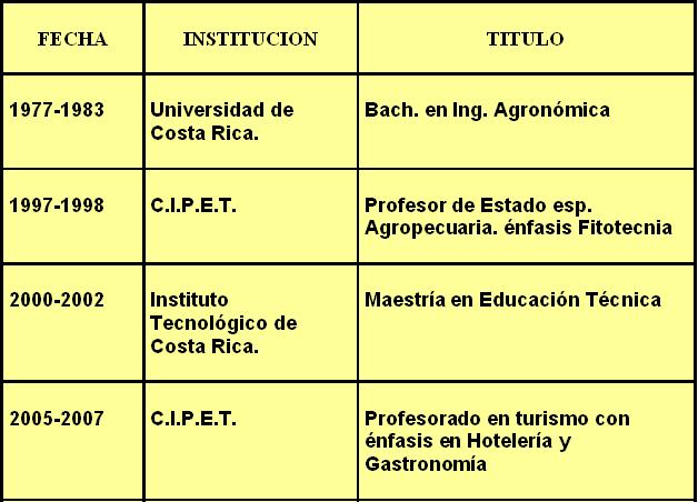 FORMACION ACADEMICA