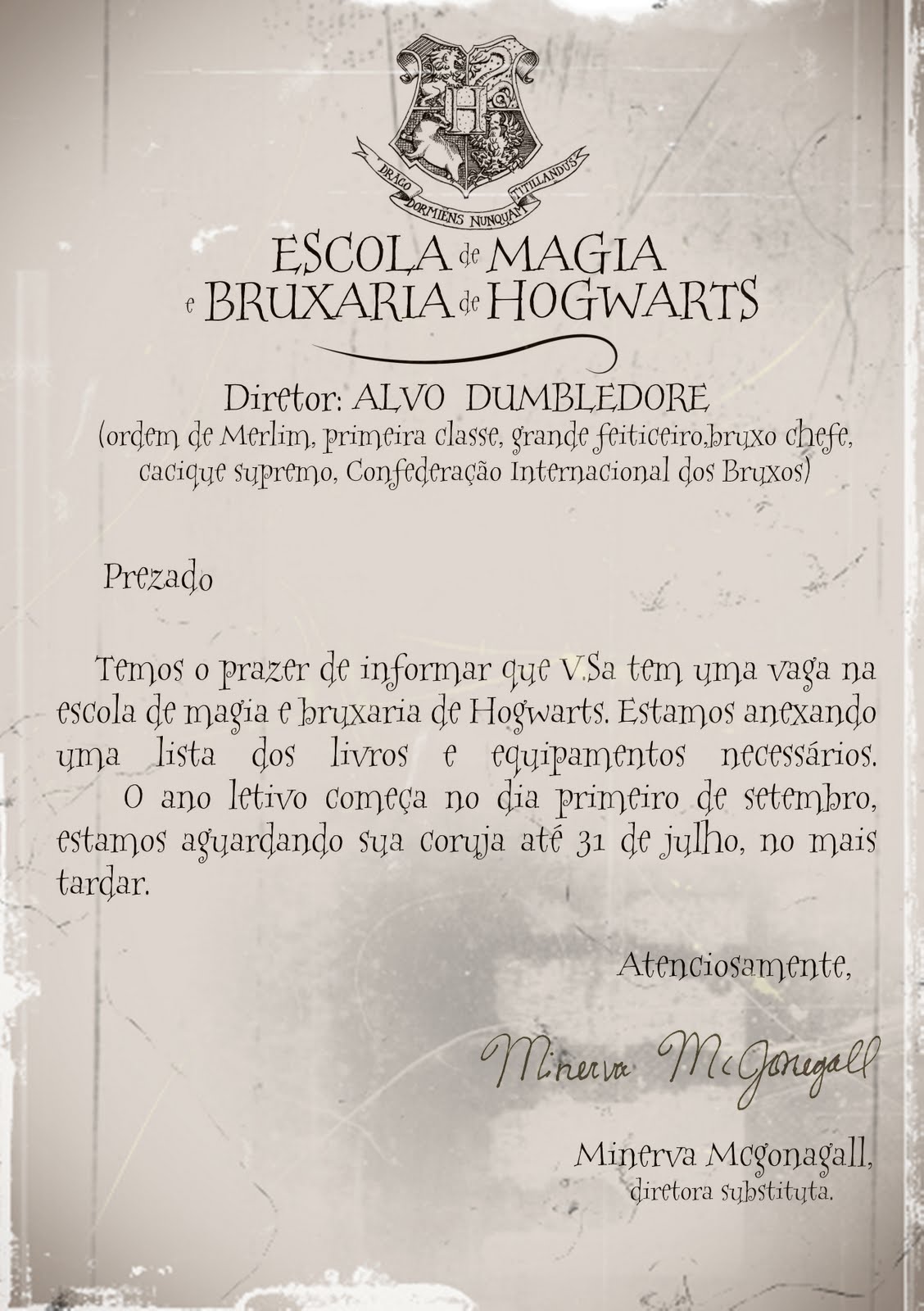 Carta De Hogwarts Para Imprimir-carta de hogwarts para 