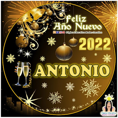 Nombre ANTONIO por Año Nuevo 2022 - Cartelito
