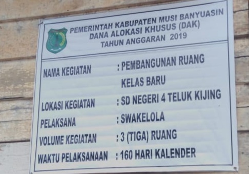 Pembangunan Gedung SD 4 Teluk Kijing Diduga Tidak Transparan