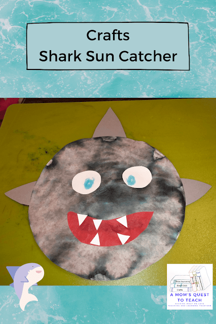 A Mom's Quest to Teach: Crafts: Shark Sun Catcher; complete coffee filter shark craft; shark clipart