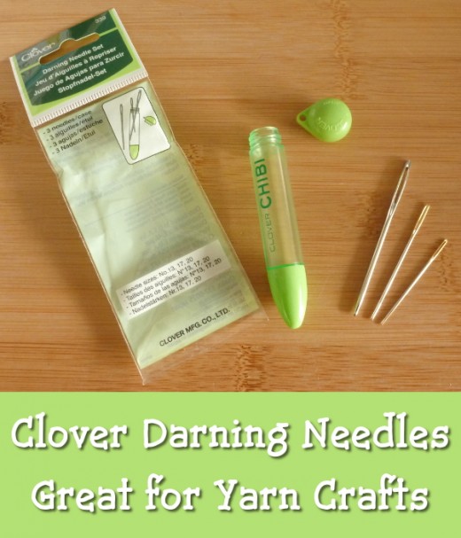 Clover chibi darning needle set with green case and 3 needles for sewing wool yarn crochet knit