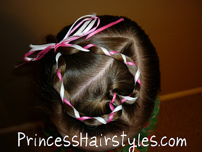 valentines hair with ribbon