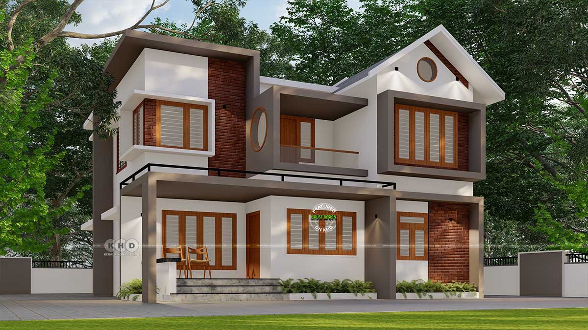 Front Elevation Rendering of 4-Bedroom Modern Mixed Roof House