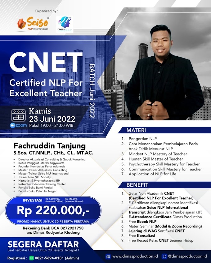 WA.0821-5694-0101 | Certified NLP For Excellent Teacher (CNET)