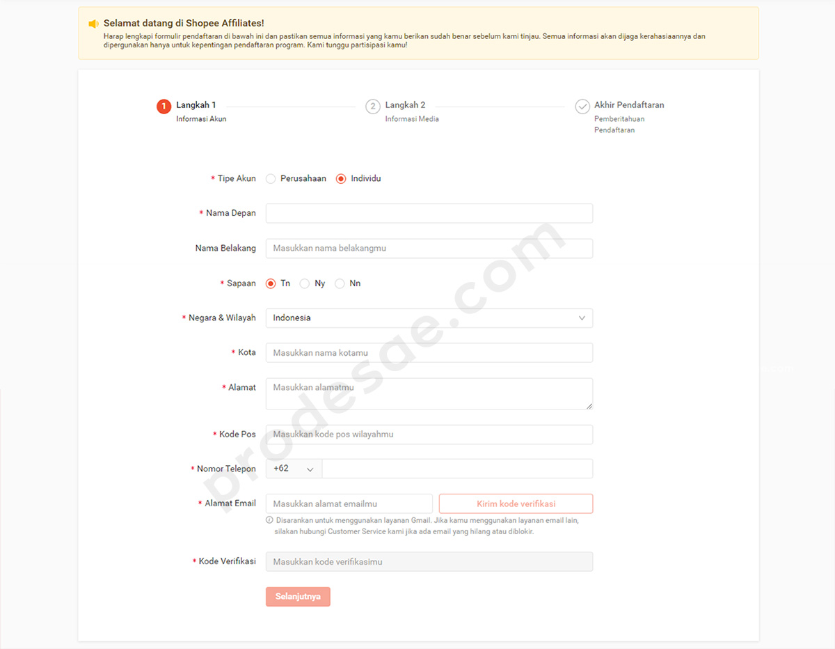 Langkah-Langkah Daftar Shopee Affiliates