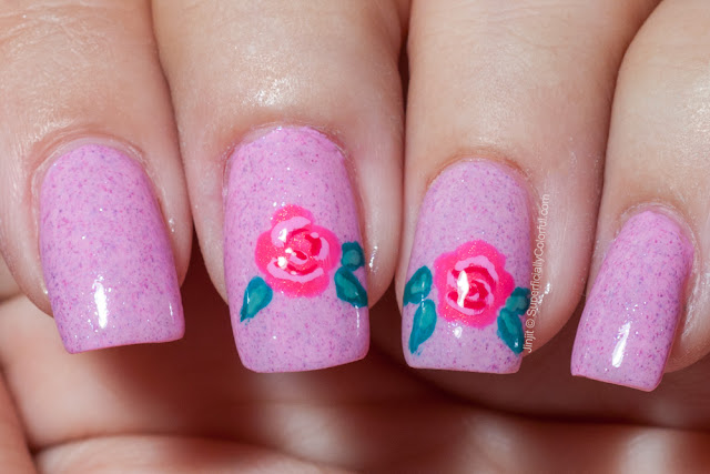 Dandy Nails Flamingo Kisses freehand roses