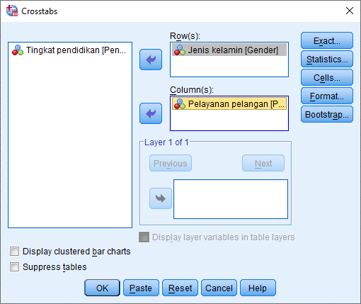 Kotak dialog Crosstabs