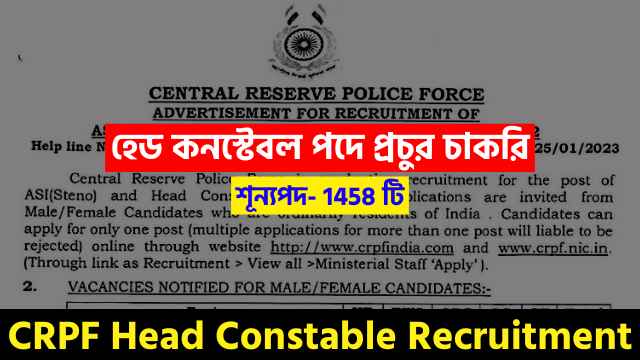 CRPF Head Constable Recruitment 2023