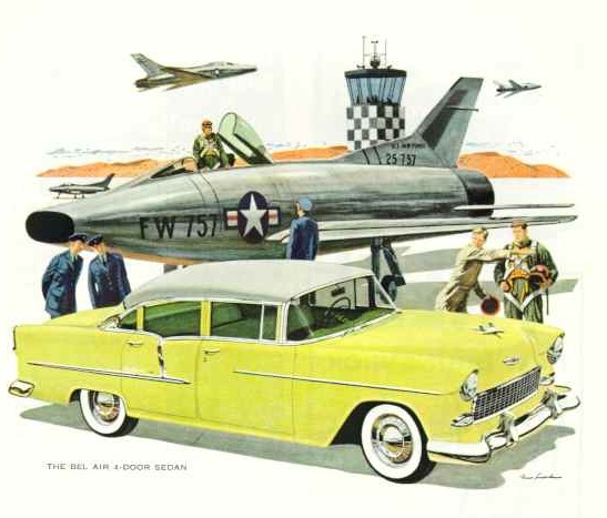  super Sabre and a 55 chevy Like a jet pilot would drive a 4 door sedan
