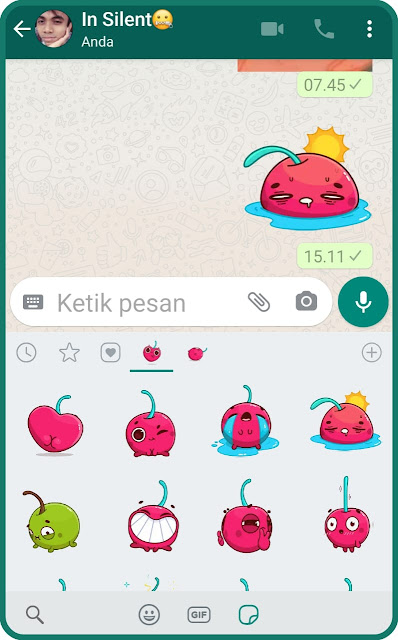 stiker telegram berhasil terpasang di whatsapp