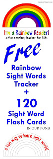 FREE Rainbow Sight Words Tracker with 120 Flash Cards from In Our Pond