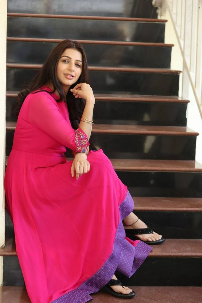 Bhumika Hot Photos In Pink Dress At MCA Telugu Movie Interview