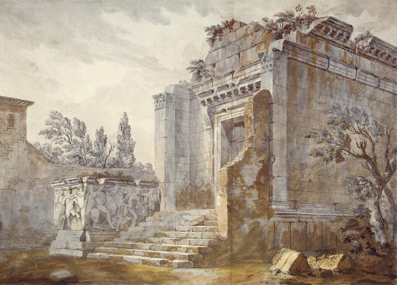 Temple of Bacchus in the Diocletian Palace in Split by Charles-Louis Clerisseau - Architecture, Landscape Drawings from Hermitage Museum