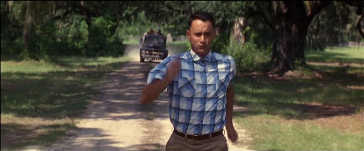 forrest gump running. kept on going.