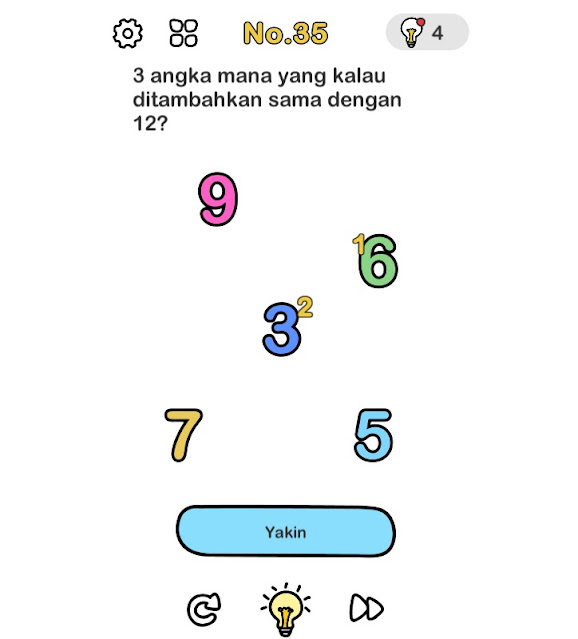 3 angka mana yang kalau ditambahkan sama dengan 12?