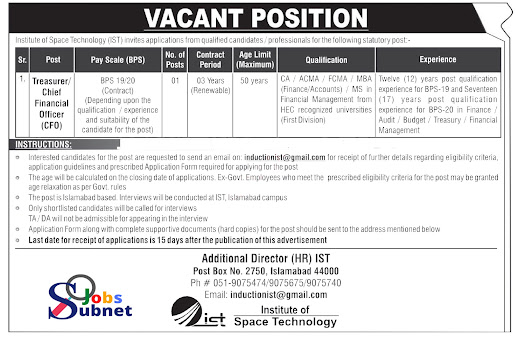 Institute of Space Technology IST Jobs 2023 Advertisement