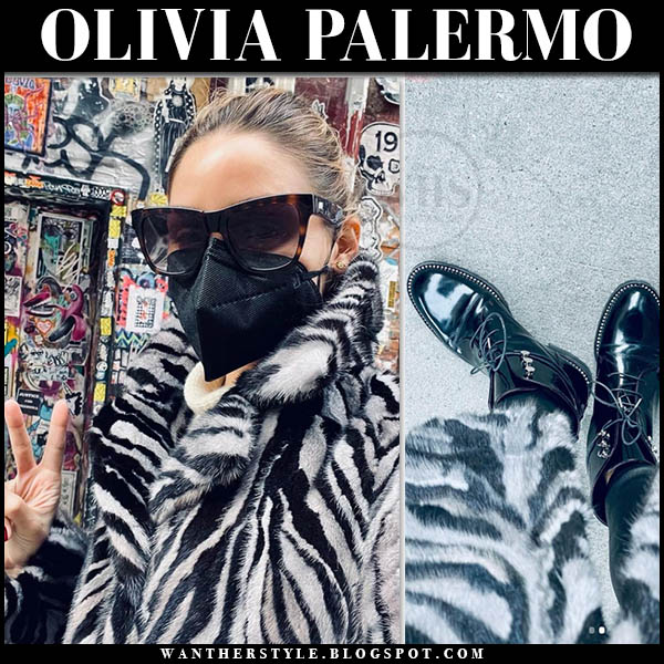 Olivia Palermo in zebra print fur coat