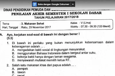 Soal Ulangan Tema 3 Kelas 5 SD Kurikulum 2013