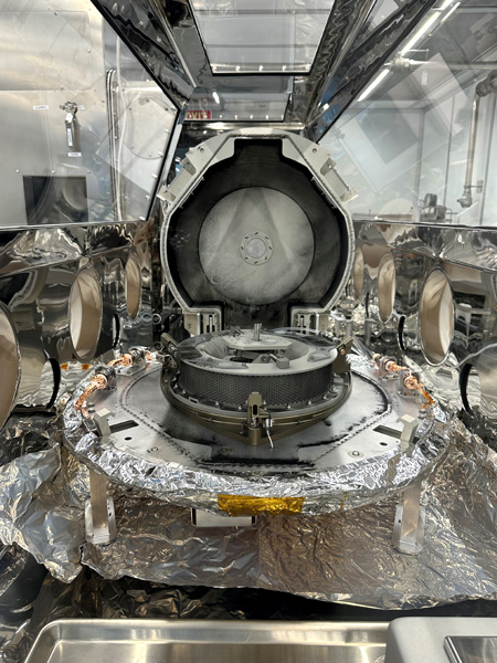 The lid to OSIRIS-REx's sample canister was opened at NASA's Johnson Space Center in Houston, Texas, on September 26, 2023...revealing black powder, which may have originated from asteroid Bennu, on the flight hardware.