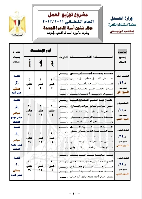 (16) دوائر شئون أسرة القاهرة الجديدة  ( ٢٠٢٢ )  مقرها  مأمورية إستئناف القاهرة الجديدة