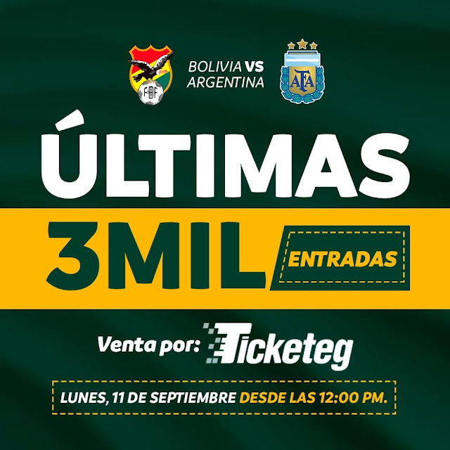 Venta de las Ultimas 3000 entradas para el Bolivia vs Argentina