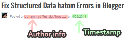 author markup and timestamp
