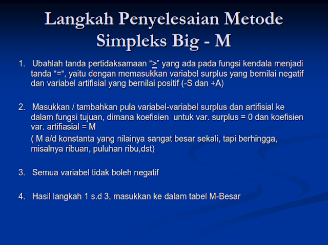 Metode Simpleks , Big M , 2 Phase dan pembahasannya