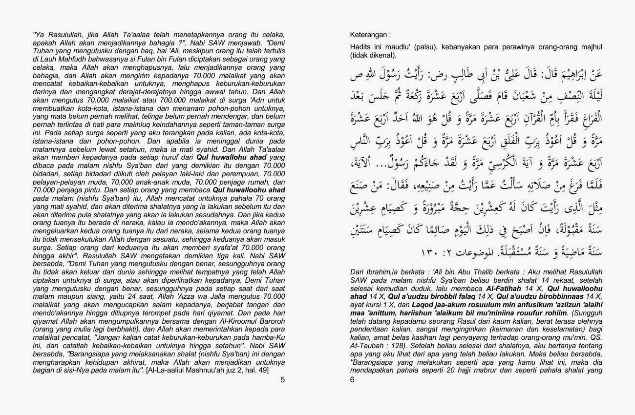 Brosur Kajian Majlis Tafsir Al Qur'an MTA 140601 Tentang Nishfu Syaban