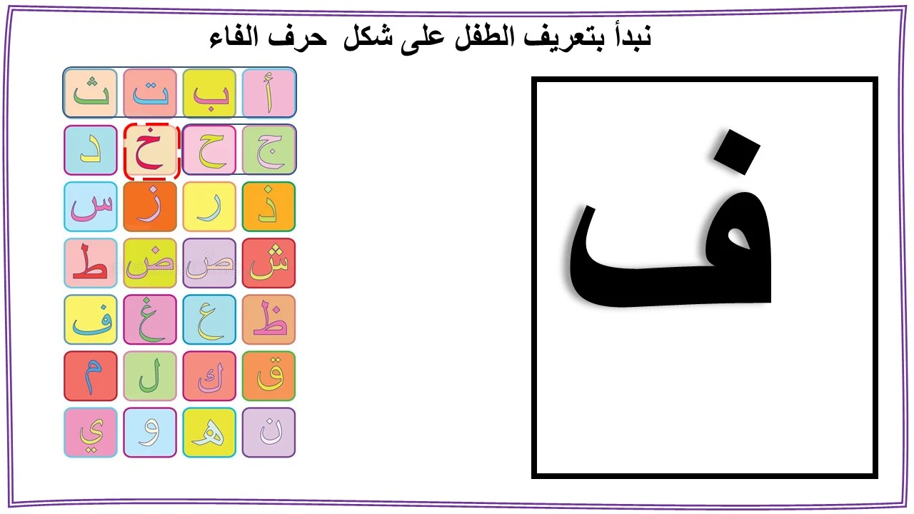 تعليم حرف الفاء للاطفال بنفسك (ف)- مع قصة الحرف والتدريبات والكلمات والالعاب واوراق العمل لتأكيد الحرف